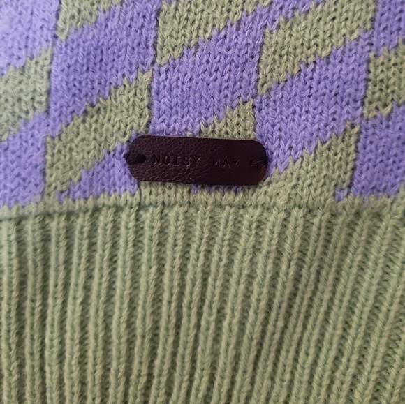 Noisy May Star Green- Blue Pastel Cropped Mock Neck Sweater - Picture 5 of 5